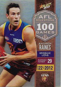 2013 Select AFL Champions - Milestone Game Foils #MG8 Andrew Raines Front